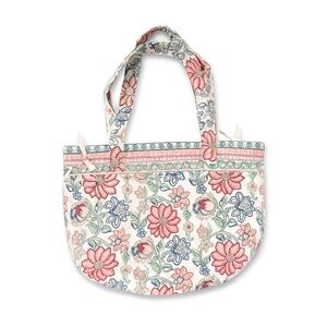 Floral Tote Bag with Pink and Green Accents